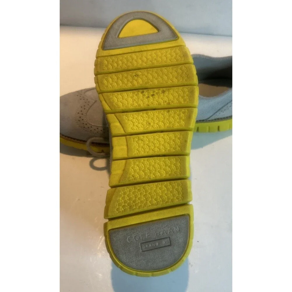 Cole Haan Boys Suede/Leather Zero Grand Oxford. Size 38 Euro. Gray With Yellow
